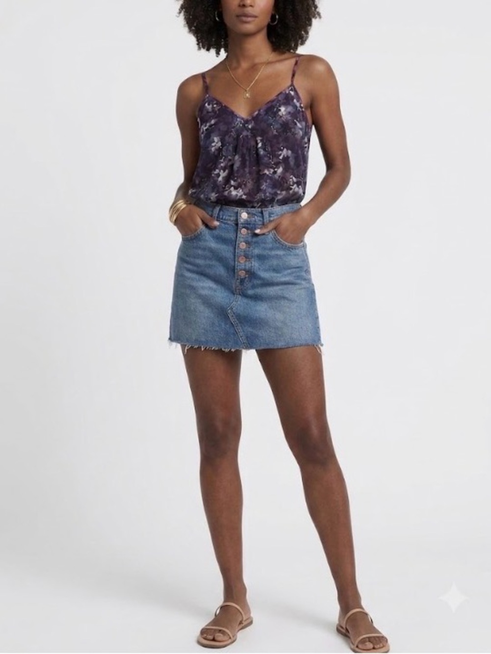 ARITZIA TALULA Abstract Print Camisole Top Medium Navy Adjustable Straps